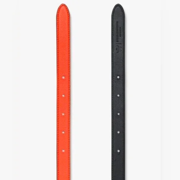MCM Reversible Diamond Logo Belt Embossed Orange Black 